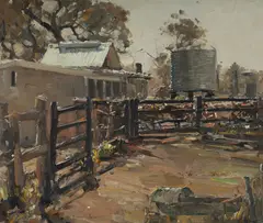 Milking Time by Robert Johnson, c.1930, Oil on Canvas on Board, sold May 2022
