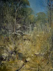 Patrick Carroll, Australian Bush (the Blue & the Gold), 1979, Oil on Canvas on Board