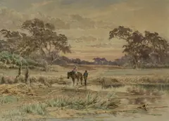 James Waltham Curtis, Water Crossing, 1889, W/Clr & Gouache