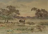 James Waltham Curtis, Water Crossing, 1889, W/Clr & Gouache