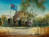 Max Mannix, Down the Back, Turn Around and Pay Attention, Oil on Board