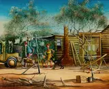 Max Mannix, When Are You Going to Finish the Bathroom, Oil on Board