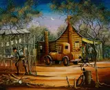 Max Mannix, Hey Dad, His Mate's Gathering Eggs, Oil on Board