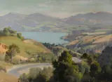Ernest Buckmaster, Coastal Road, New Zealand, Oil on Canvas on Board