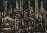 Desiderius Orban, Rooftops and Chimneys, 1954, Pastel