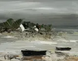 Georges Laporte, Petite Plage Bretonne, Oil on Linen