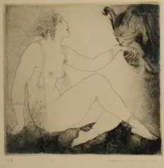 Bargains by Norman Lindsay, 1922, Etching, Soft Ground & Stipple 19/55, sold Mar 2022