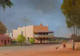 Ric Elliot, Country Town with Girl and Her Dog