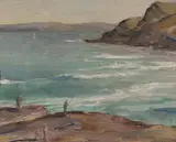 Dora Toovey, Rock Fishing, Newcastle - a color contrast, Oil on Canvas Board