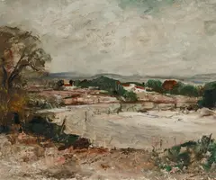 Landscape at Windsor by George Lawrence, 1967, Oil on Board, sold Mar 2022
