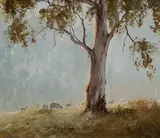Kevin Best, Grazing Sheep, Early Morning, Oil on Canvas on Board