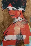 David Bromley, Charlotte, Acrylic & Metallic Leaf on Card