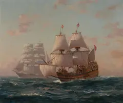 Mayflower II by John Charles Allcot, Oil on Canvas, sold Mar 2022
