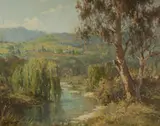 John Charles Allcot, River Landscape with Willows & Gums