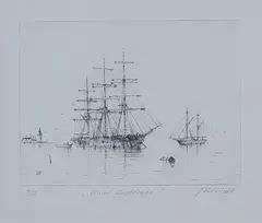 Joseph Frost, Quiet Anchorage, Etching 7/12