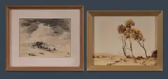 Victor Robert Watt, (2), Landscape with Sheep, charcoal (15x20cm)