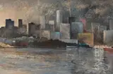 Bruce Cassels Lawrence, Sydney Landscape, 1986, Oil on Board