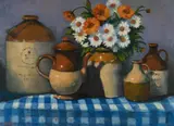 Jenny Dawes, Stoneware & Flowers, Oil on Canvas