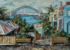 Jon O'Hanlon, Balmain & The Bridge, 2000, Acrylic on Paper