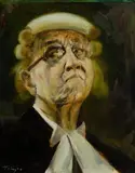 Zoltan Fenyes, Character Study of a Judge, Oil on Board