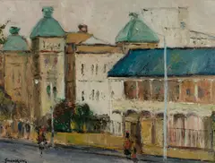 Barry Chamberlain, Old Sydney, Macquarie Street, Oil on Board