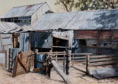 Heather Bell, Port Holes & Sheep Pens (Bullenbong Shearing Shed, Lockhart, West NSW), Acrylic