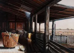 Heather Bell, Shearing Shed Interior, Acrylic