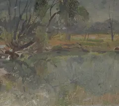 Lance Solomon, Blue Pond, Oil on Board