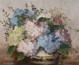 Muriel Annie Elliott, Hydrangea Arrangement, Oil on Board