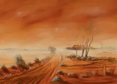 Yanco Glen Hotel by Jack Absalom, 1973, Oil on Board, sold Mar 2022