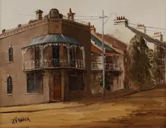 John Vander, Sydney Corner Terrace, Oil on Canvas on Board
