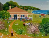 Narelle Wildman, At the Beach House, 1988, Acrylic on Canvas