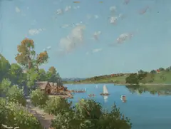 Folly Point, Middle Harbour by W. Lister Lister, Oil on Canvas on Board, sold Mar 2022