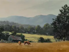 Huon Valley, Tasmania by Kevin Best, Oil on Board, sold Mar 2022