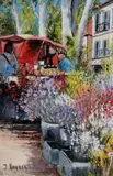 John Vander, Market Day, St Tropez, Oil on Canvas Board