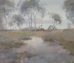 Doug Sealy, Grey Day, Pittwater (NSW), Oil on Canvas Board