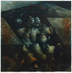 Jörg Schmeisser, Terracotta Army, 1987, Coloured Etching 19/80