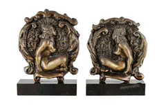 Bookends by Norman Lindsay, Bronze on Marble Base ed. ND, sold Mar 2022