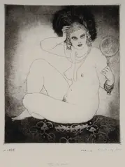 The Mirror by Norman Lindsay, Facsimile Etching 327/550, sold Mar 2022
