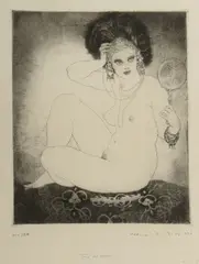 The Mirror by Norman Lindsay, Facsimile Etching 104/550, sold Mar 2022