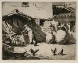 Lionel Lindsay, Courtyard, Castile, 1926, Etching ed.100