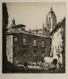 Lionel Lindsay, A Little Square, Segovia, Etching ed. 80