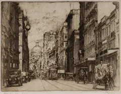 Alfred E Warner, George St [Sydney], 1922, Etching 26/50