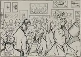 Emile Mercer, Opening Night Drinks at the Art Gallery, Pen & Ink