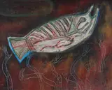 Arone Raymond Meeks, Barramundi, 1987, Mixed Media on Canvas Board