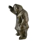 Enook Manomie, Serpentine Sculpture of an Inuit with Raised Arm