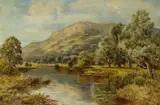 Charles Leader, River Landscape with Couple Fishing, Oil on Canvas