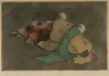 Elyse Lord, Three Figures at Prayer, Hand Coloured Etching 14/100