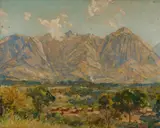 Harry Marriott Burton, Settlement in a Valley, Oil on Panel