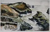 Jeremy King, Rocky Coastline with Fishing Boats, Lithograph 93/295